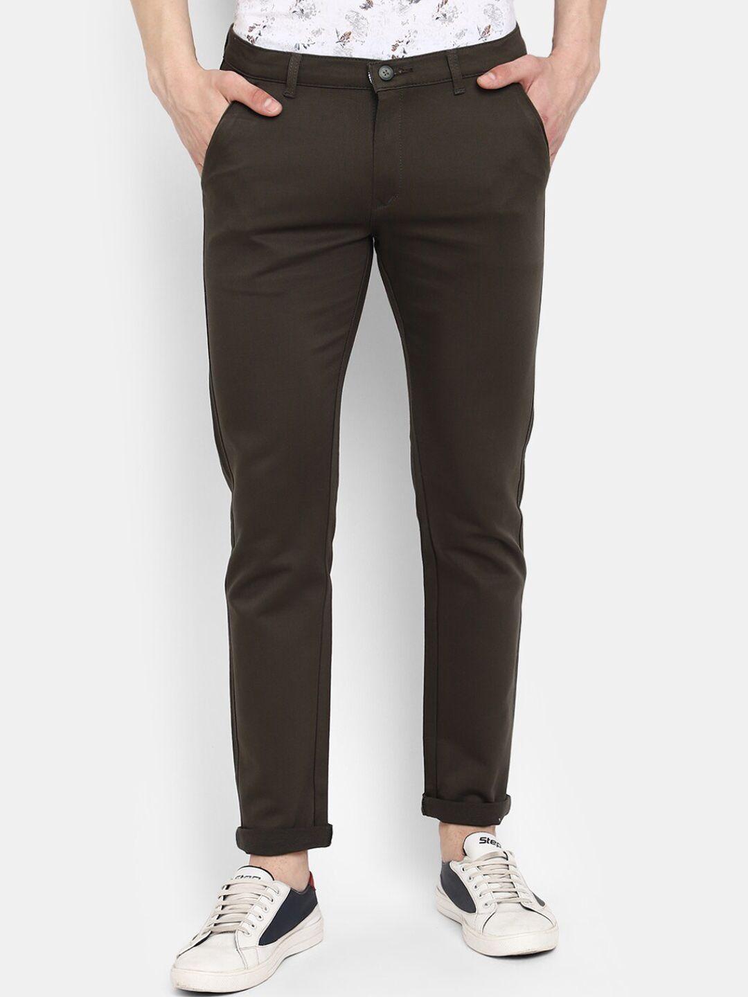 v-mart men classic slim fit mid -rise cotton casual trouser