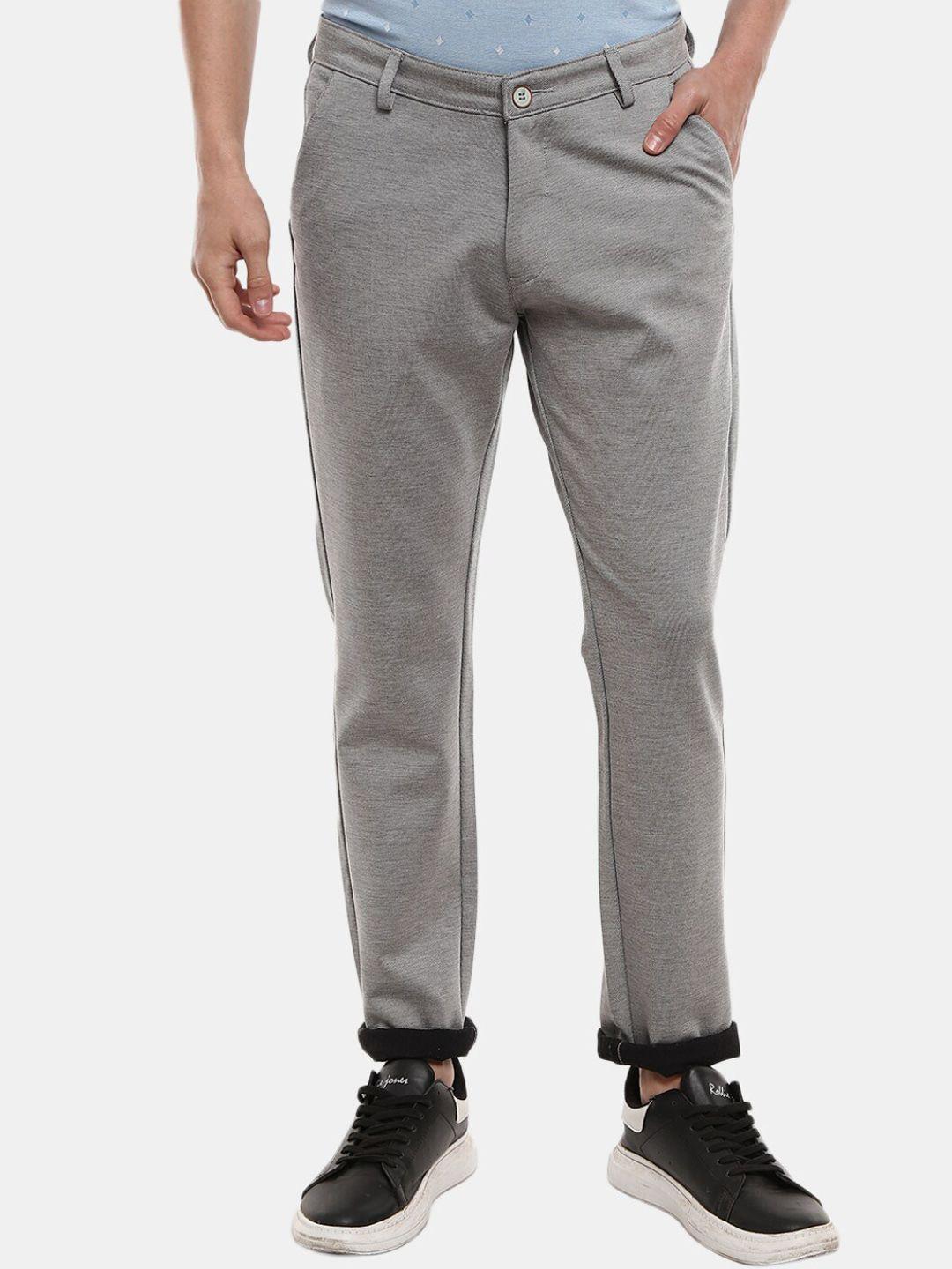 v-mart men grey classic slim fit chinos trousers