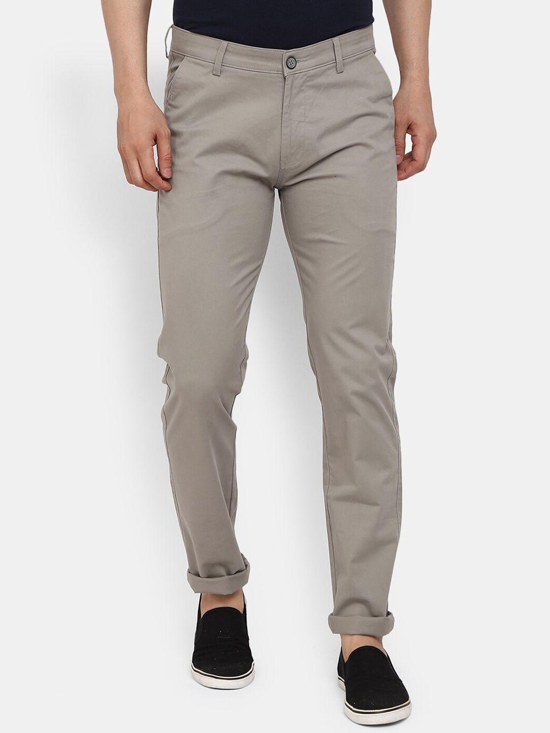 v-mart men grey classic slim fit cotton trousers