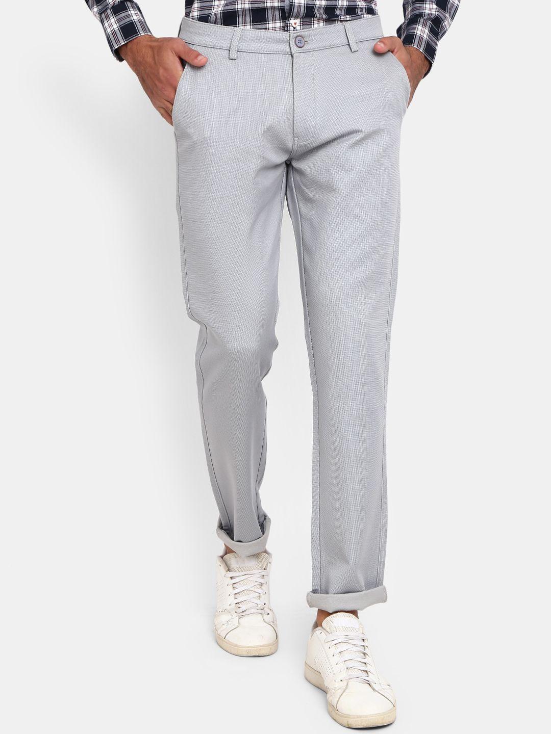 v-mart men grey classic slim fit trousers