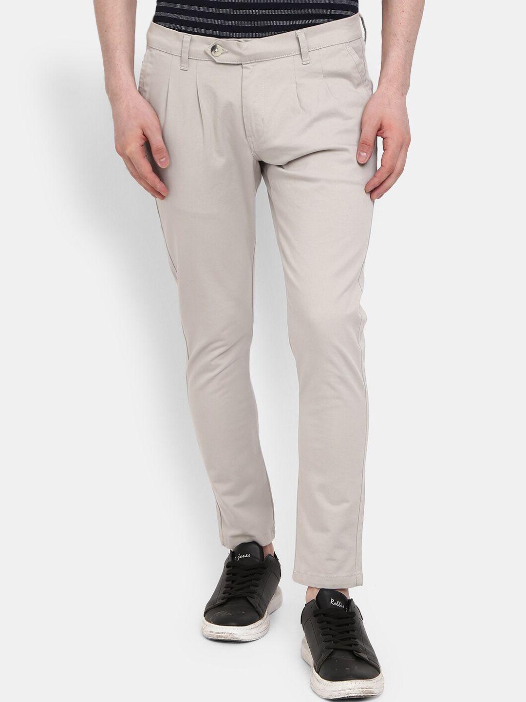 v-mart men grey easy wash pleated chinos trousers