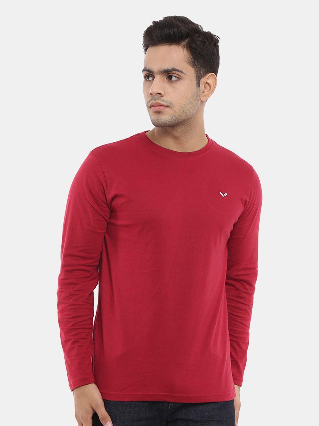v-mart men maroon cotton slim fit t-shirt