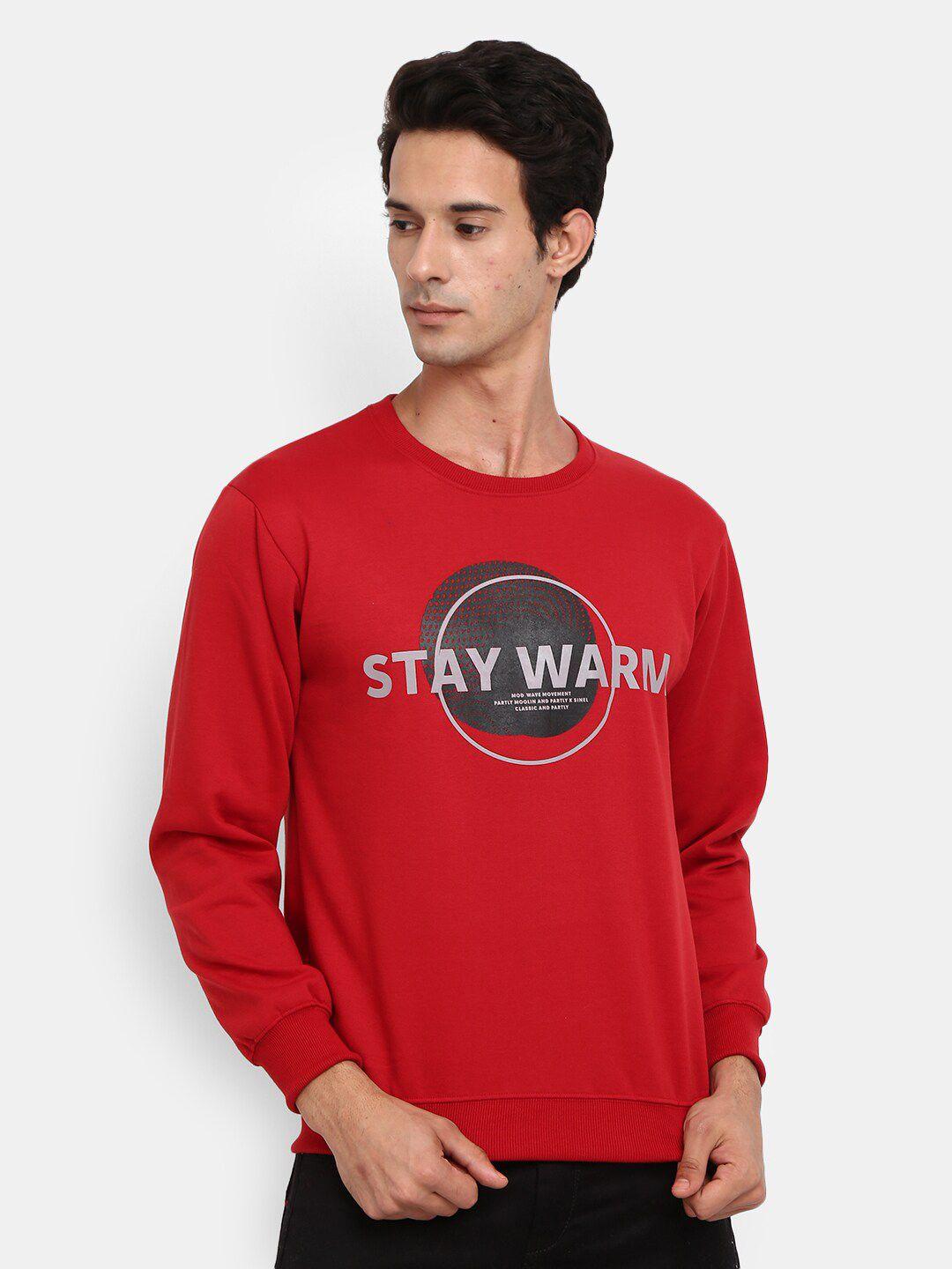 v-mart men maroon printed sweatshirt
