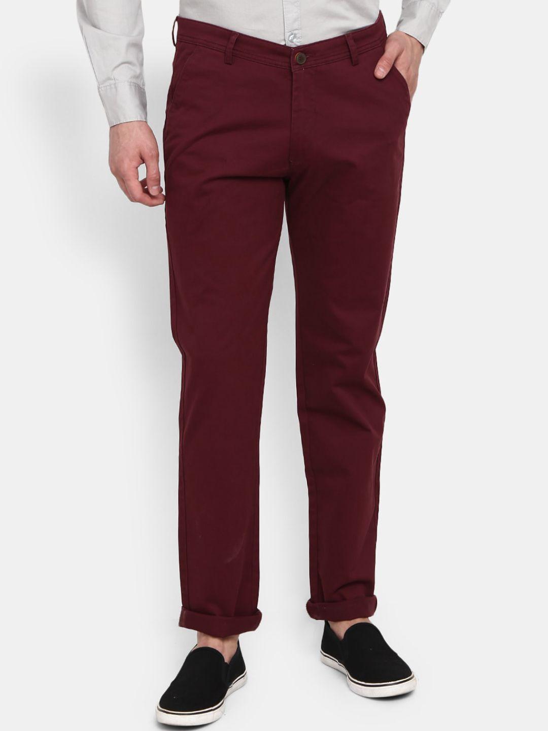 v-mart men maroon slim fit easy wash cotton chinos trousers