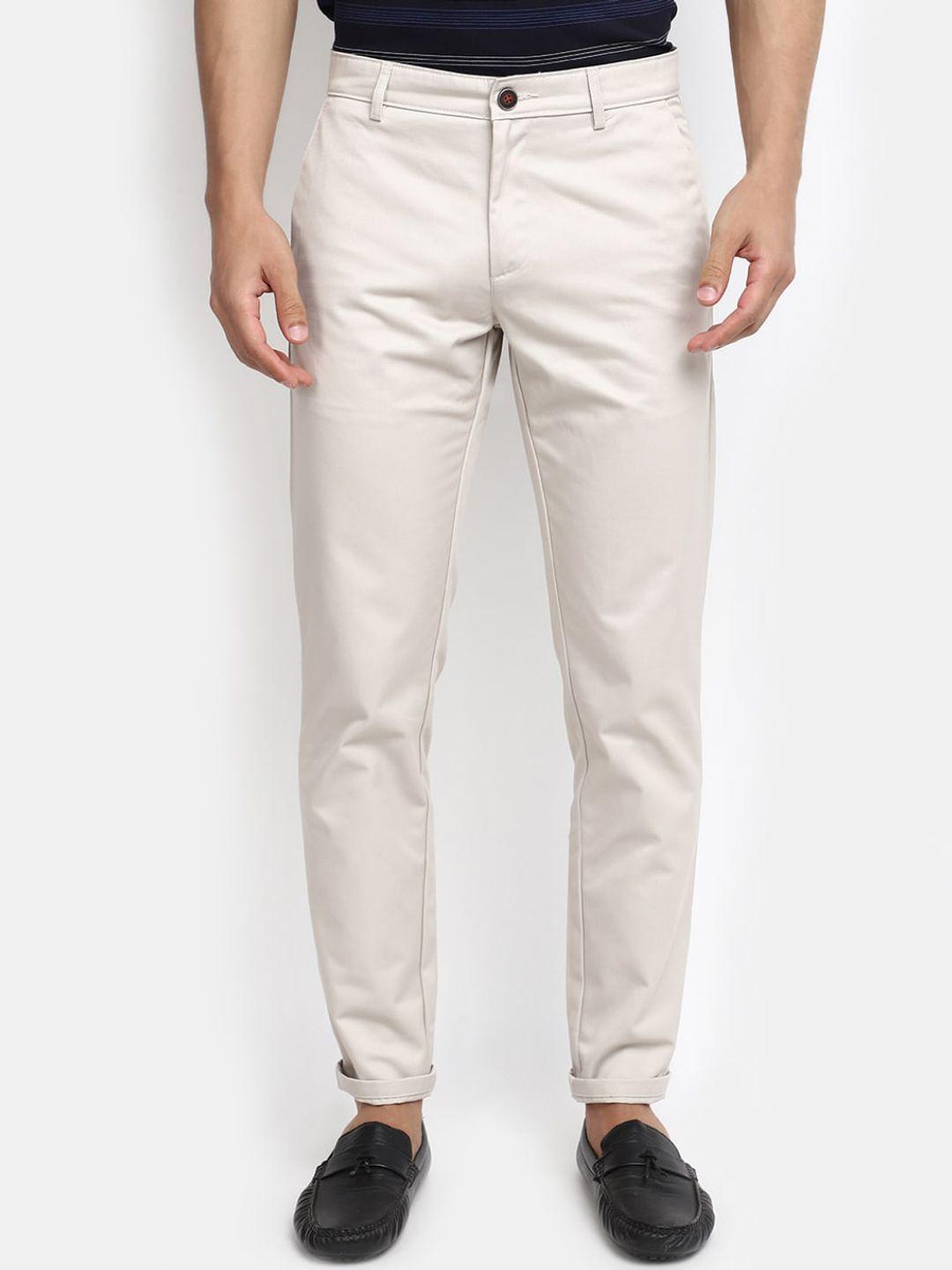 v-mart men mid rise slim fit plain cotton chinos trousers