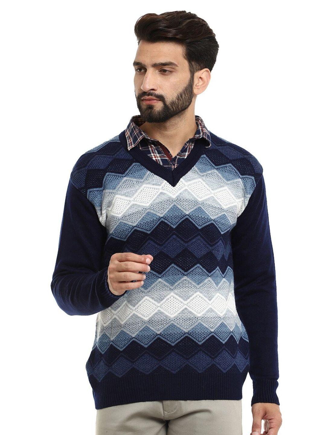 v-mart men navy blue & white pullover