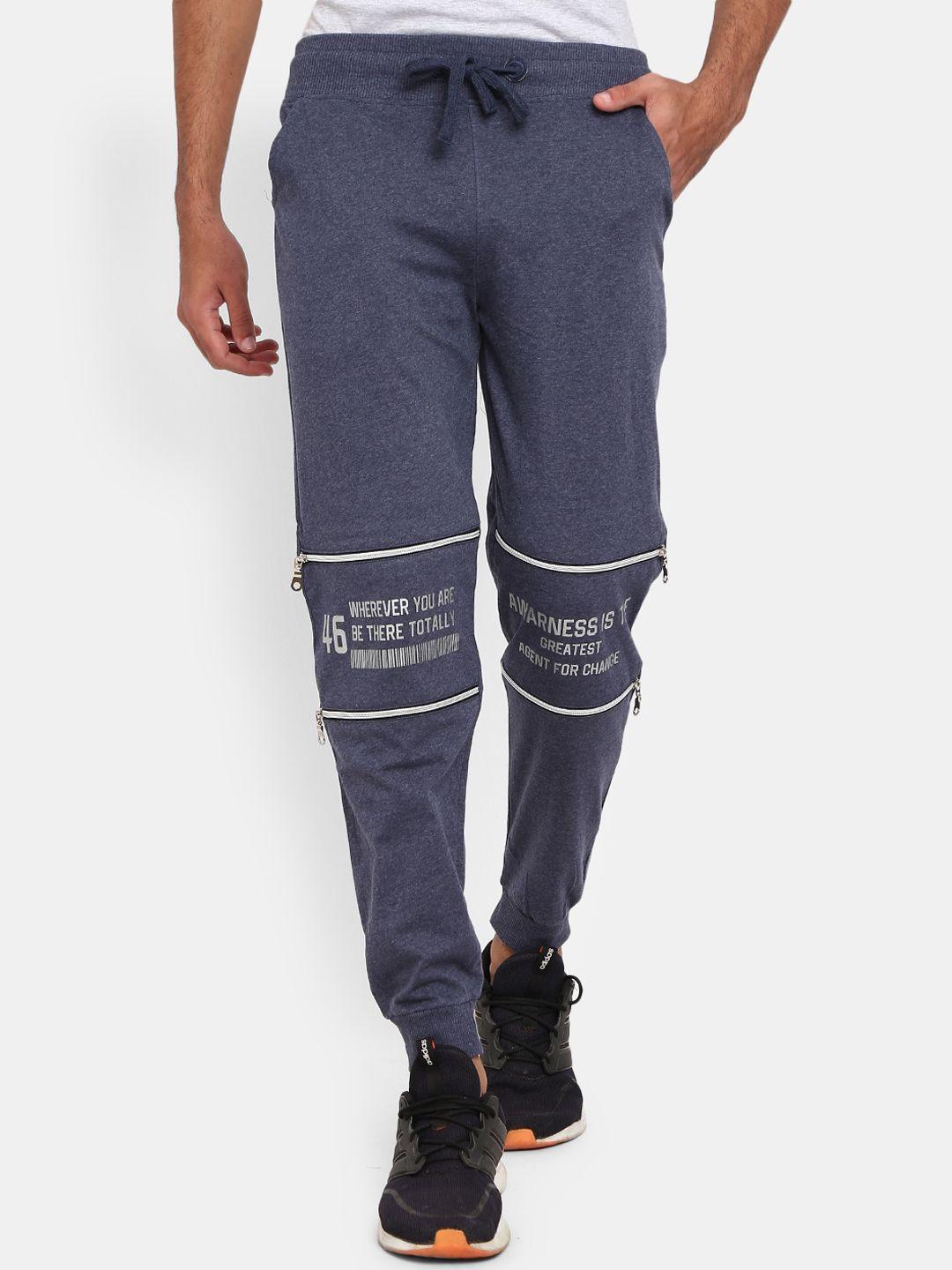 v-mart men navy blue printed joggers