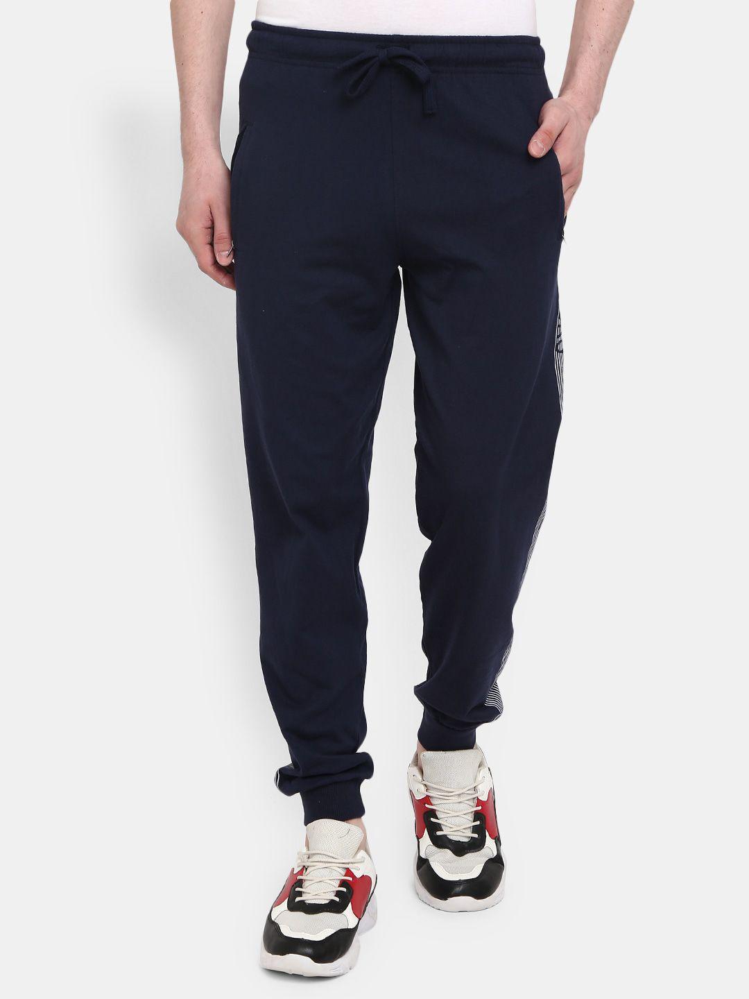 v-mart men navy blue solid cotton track pants