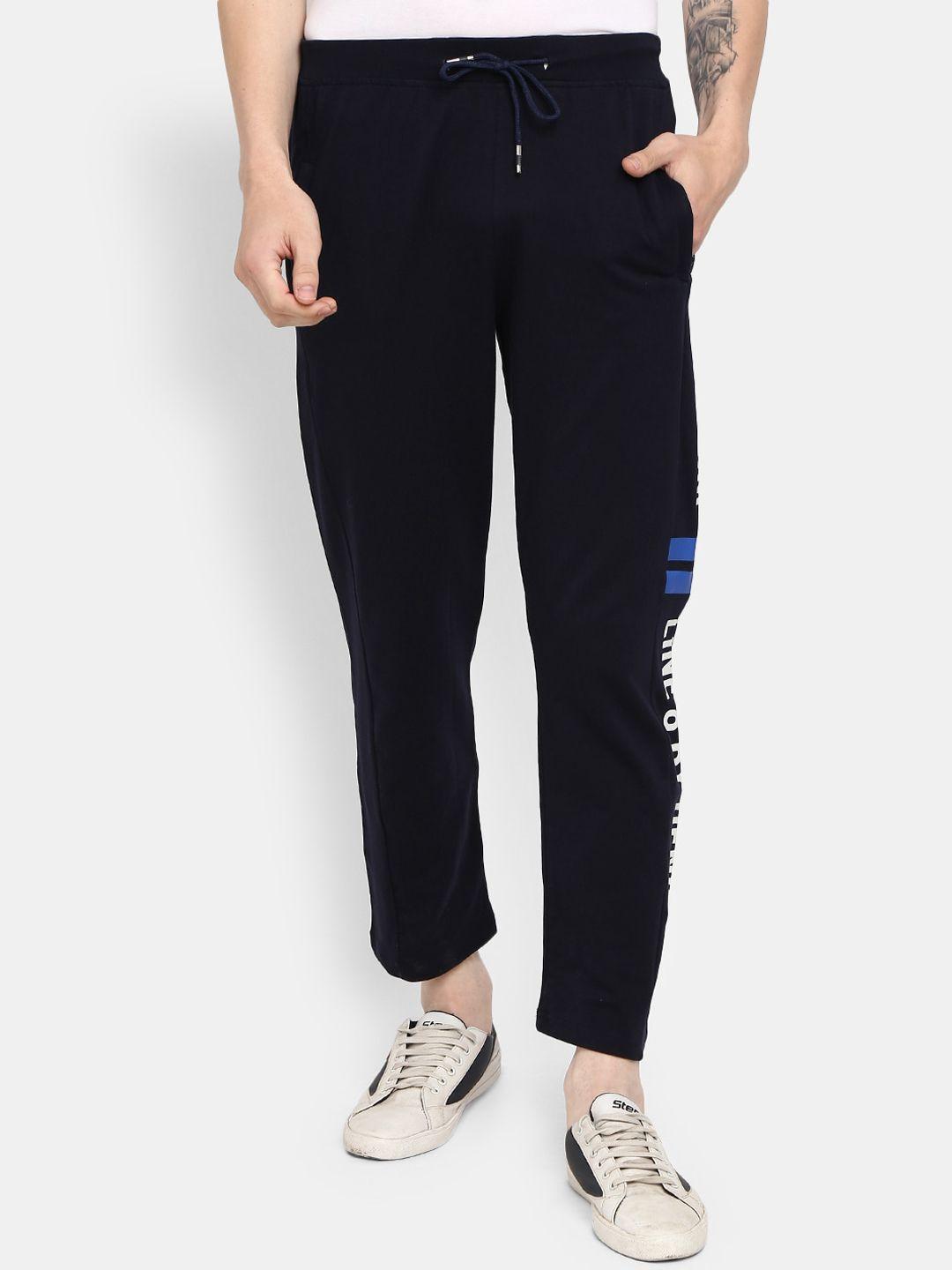 v-mart men navy blue solid cotton track pants