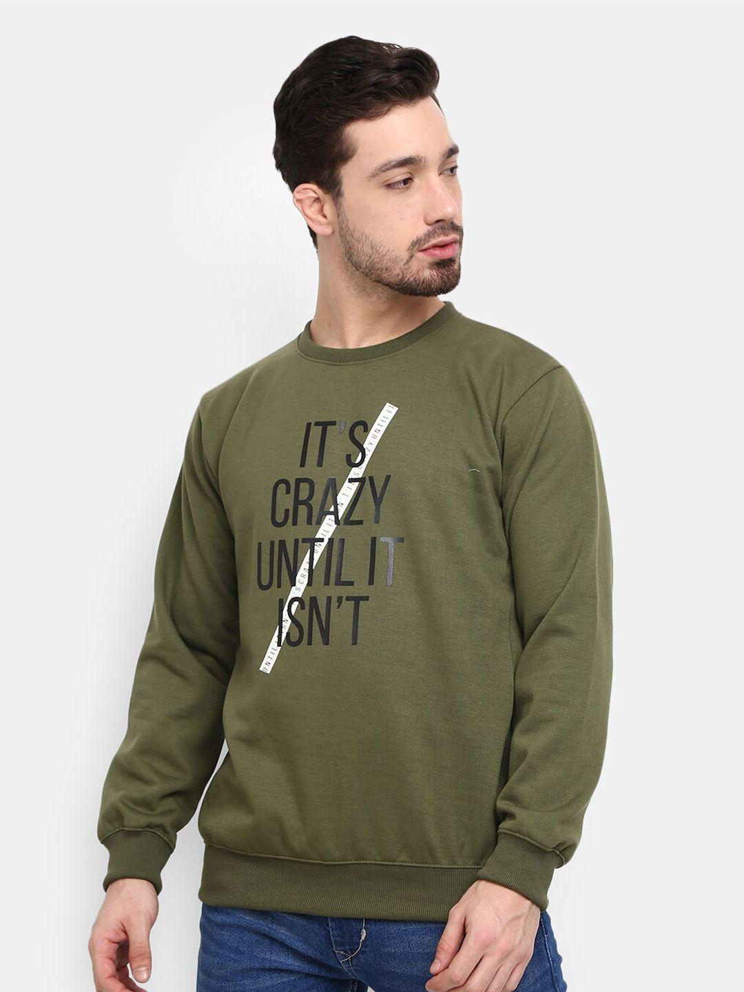 v-mart men olive green fleece sweatshirt