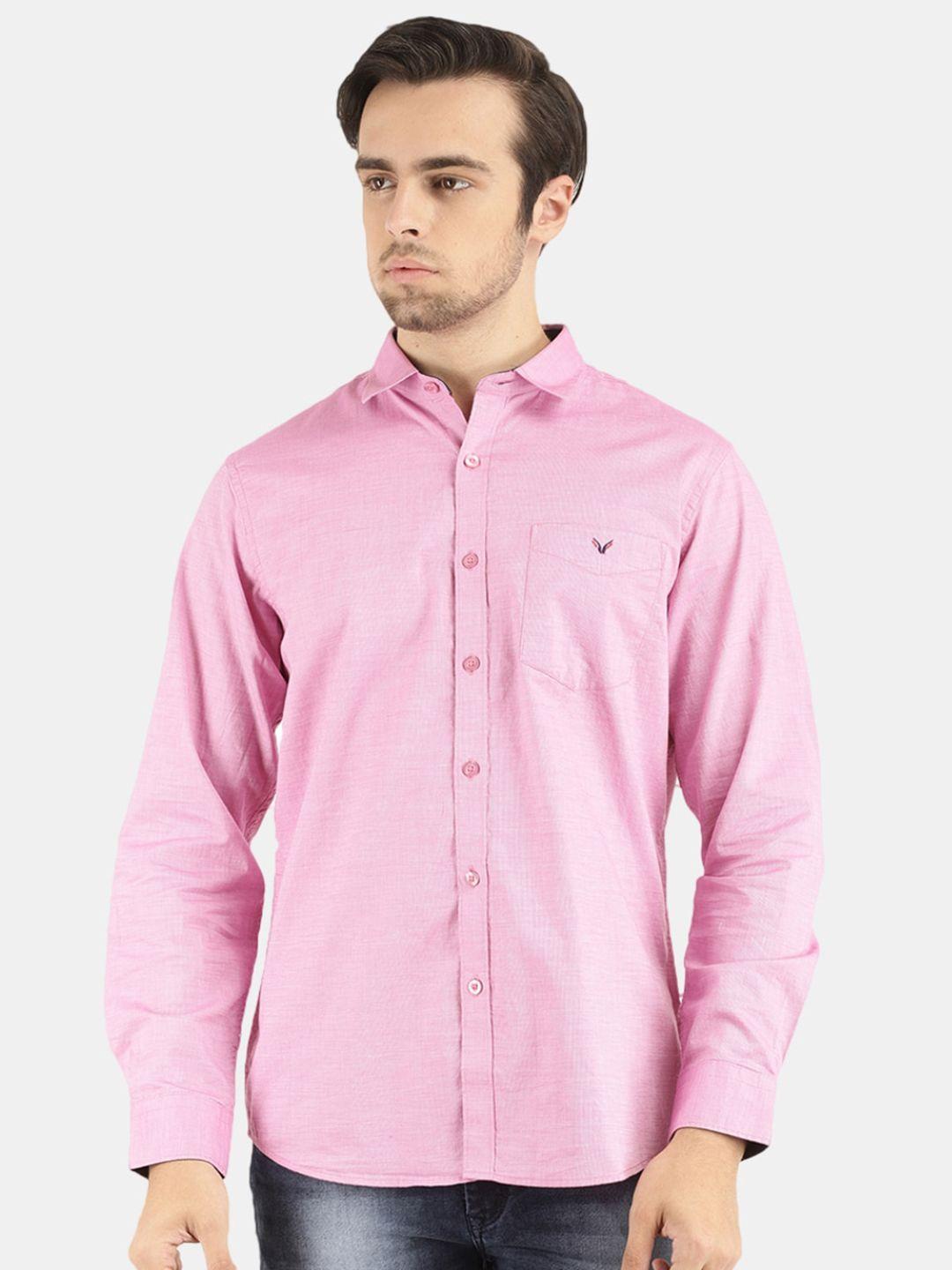 v-mart men pink casual spread collar shirt