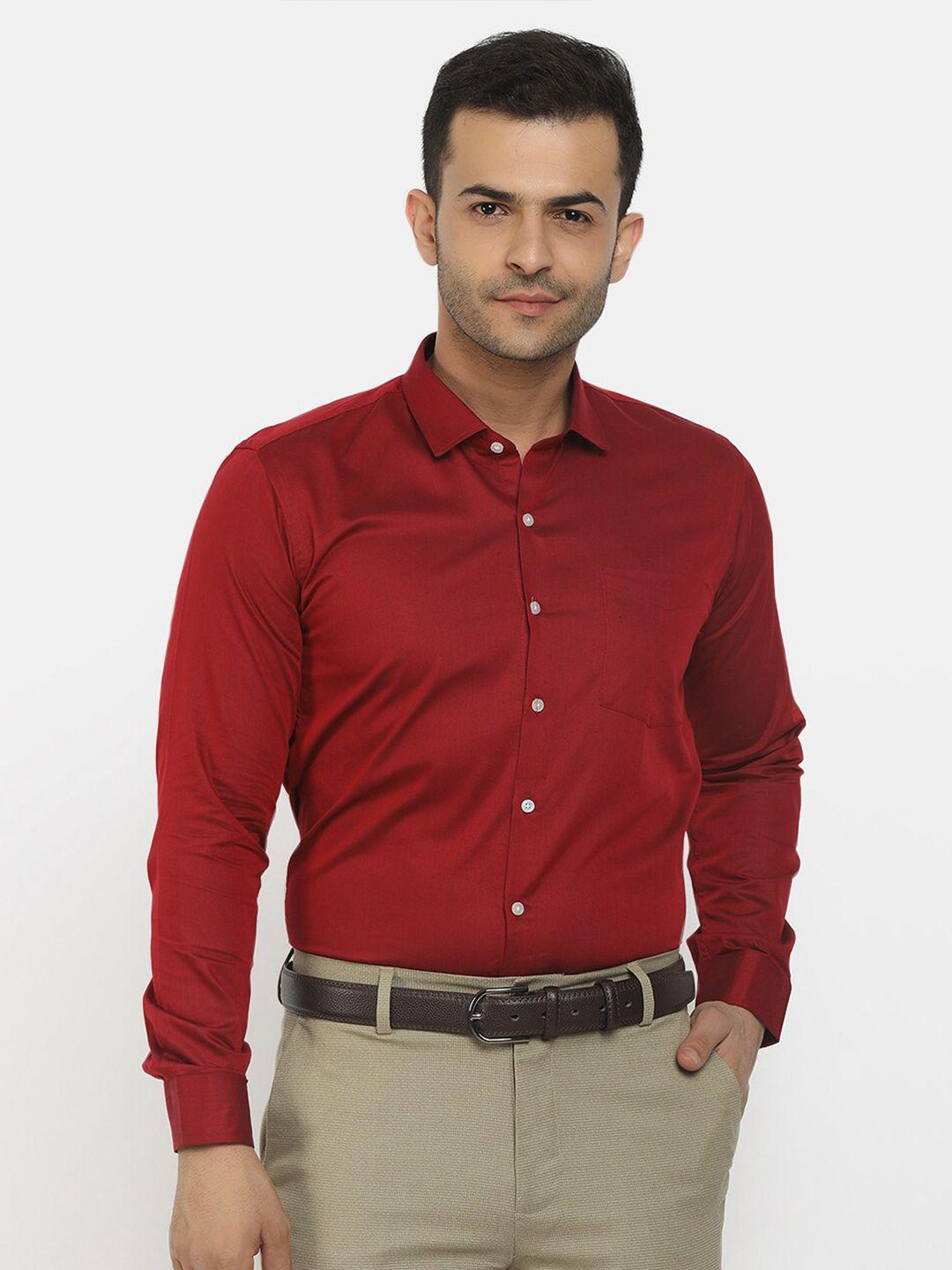 v-mart men red classic regular fit cotton casual shirt