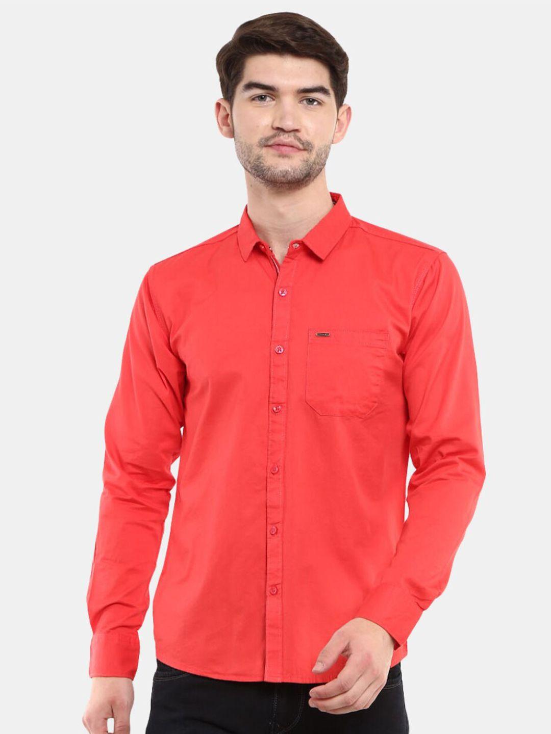 v-mart men red classic slim fit casual shirt