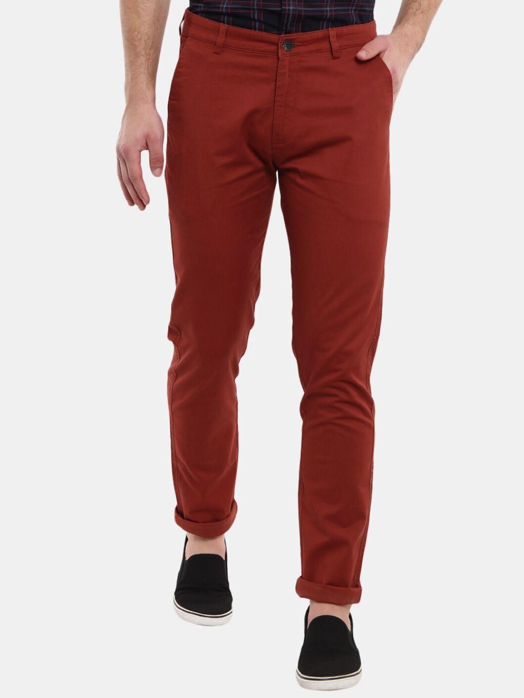 v-mart men rust classic slim fit trousers