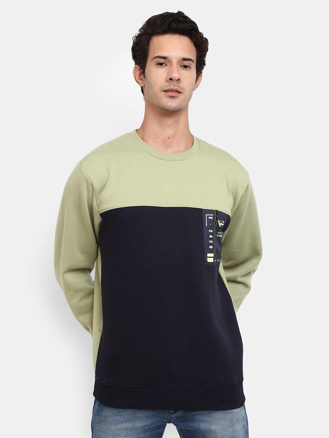 v-mart men teal colourblocked sweatshirt