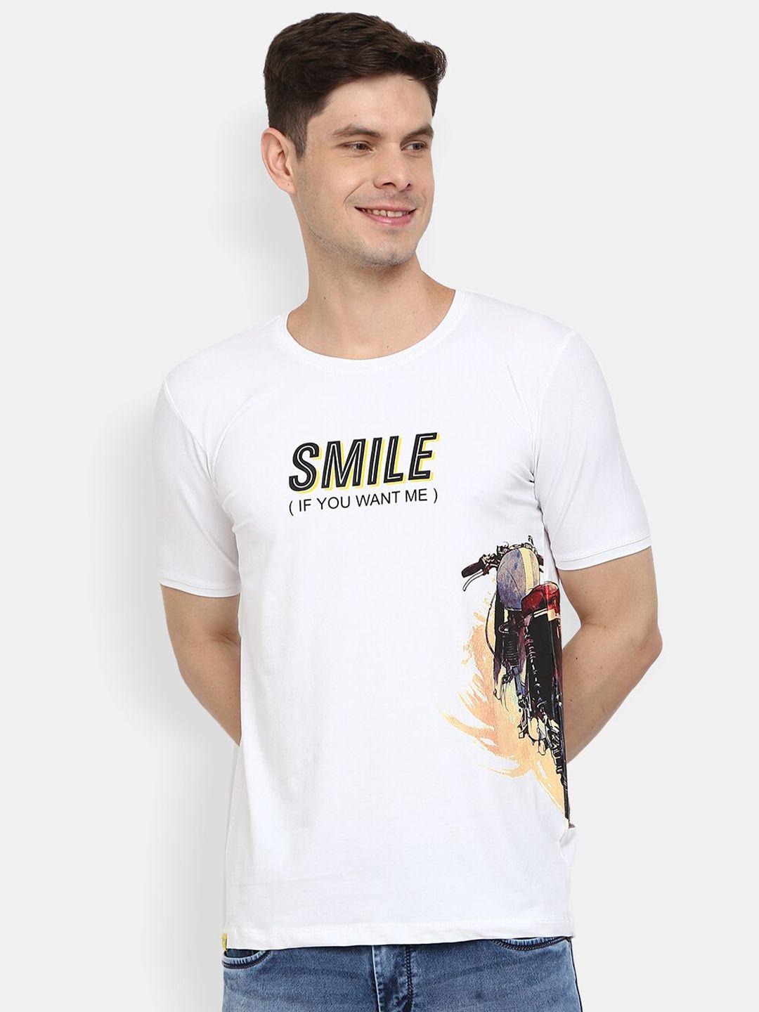 v-mart men white printed applique t-shirt