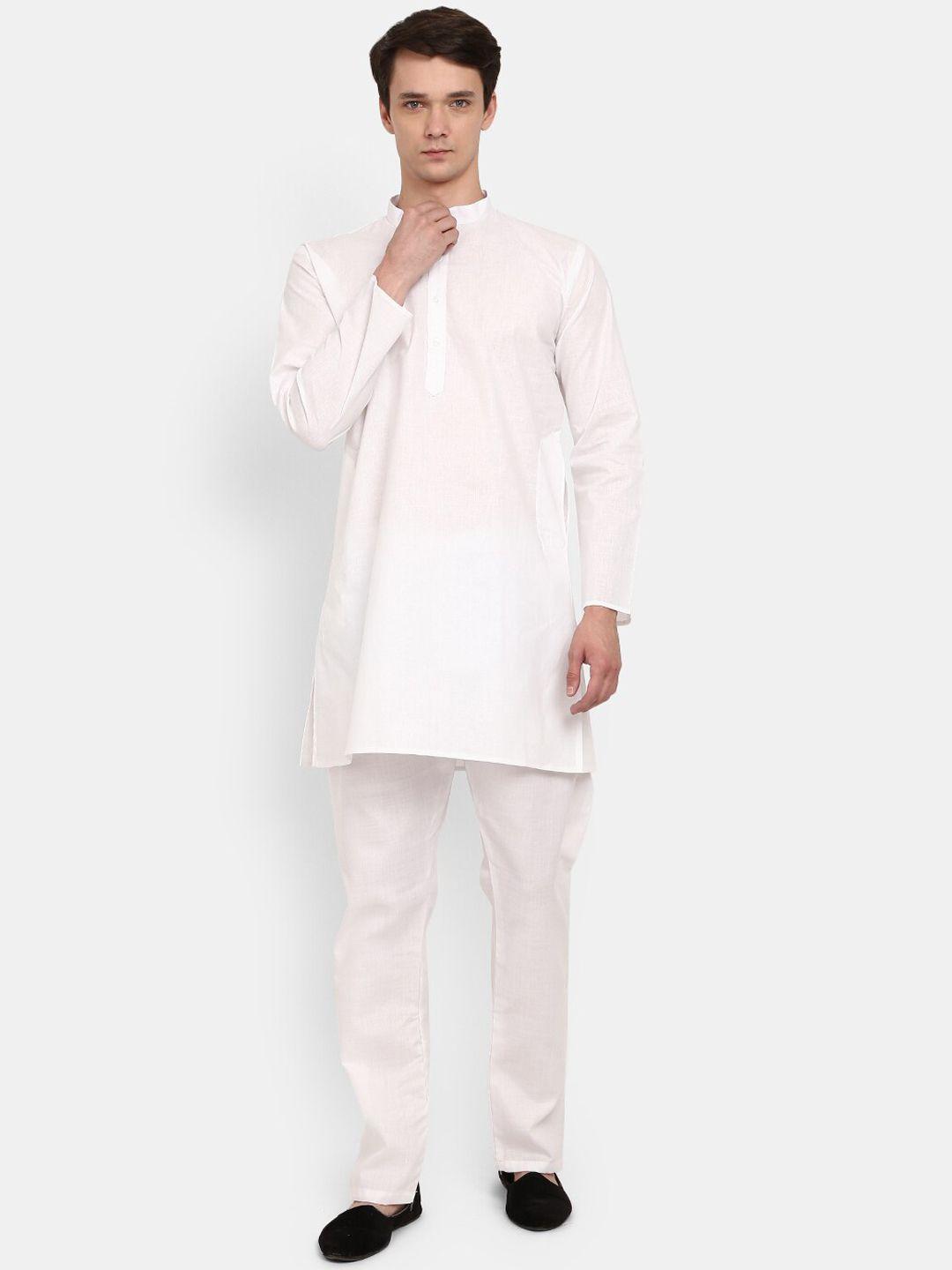 v-mart men white pure cotton kurta with pyjamas