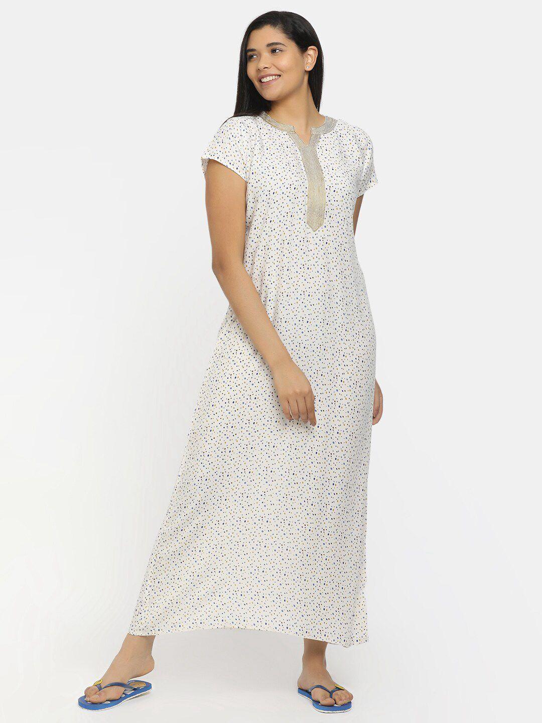 v-mart off white printed maxi nightdress