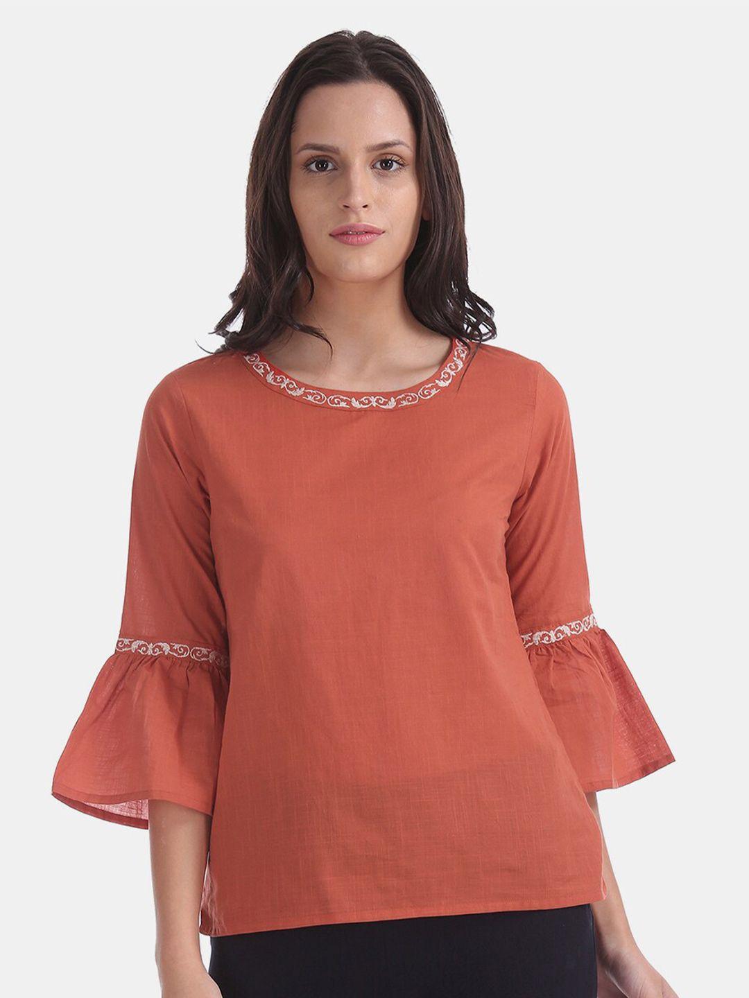 v-mart orange pure cotton top