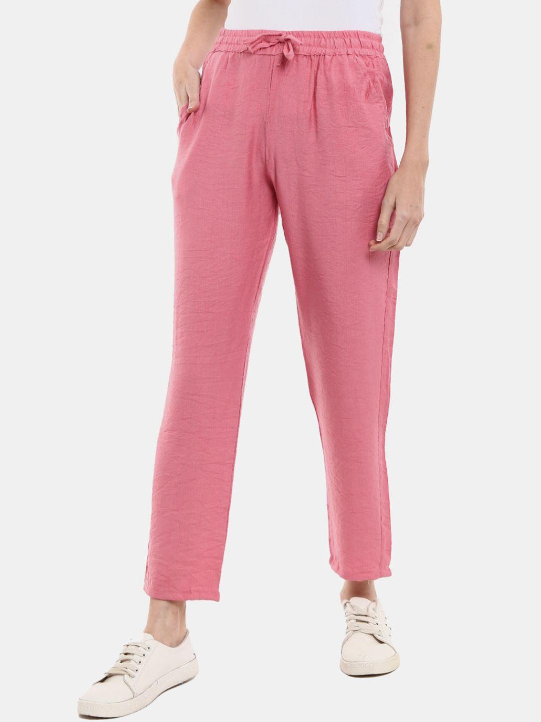 v-mart pink solid cotton track pants