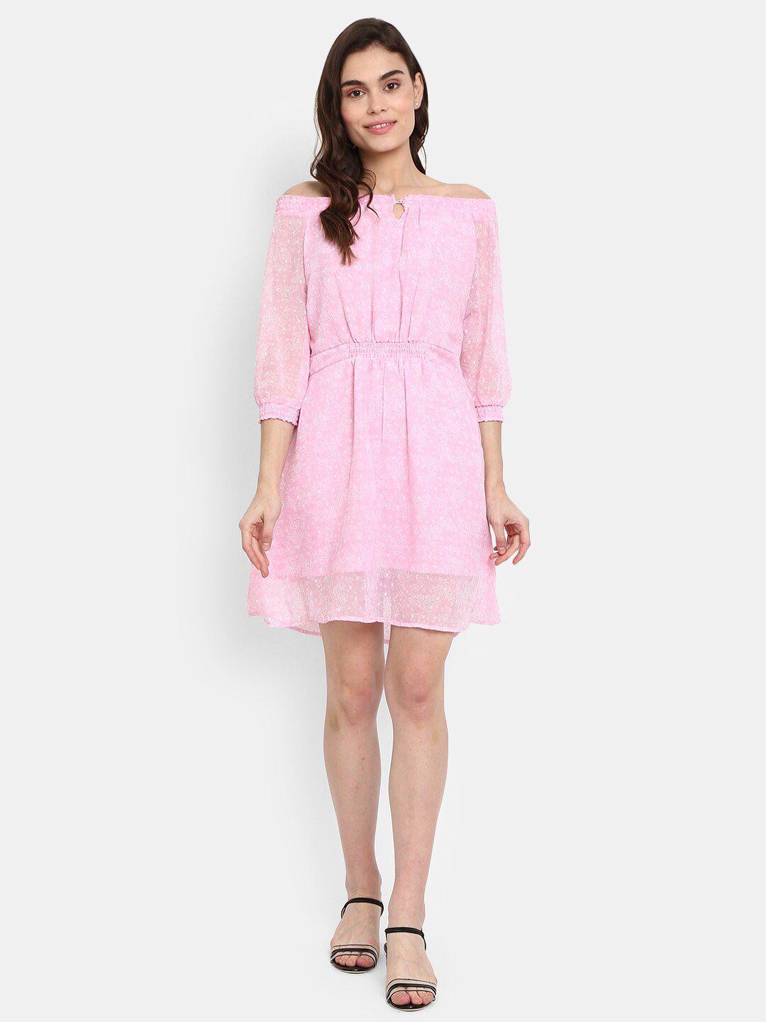 v-mart pink tie-up neck satin dress