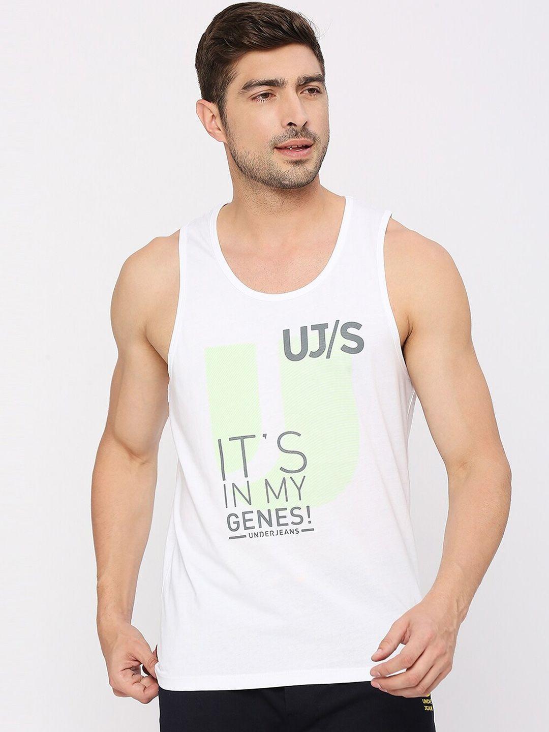 v-mart printed detail cotton round neck premium gym vest