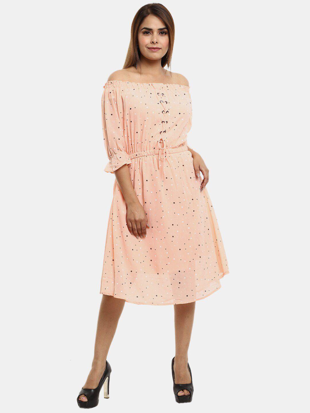 v-mart printed off-shoulder cotton midi dress