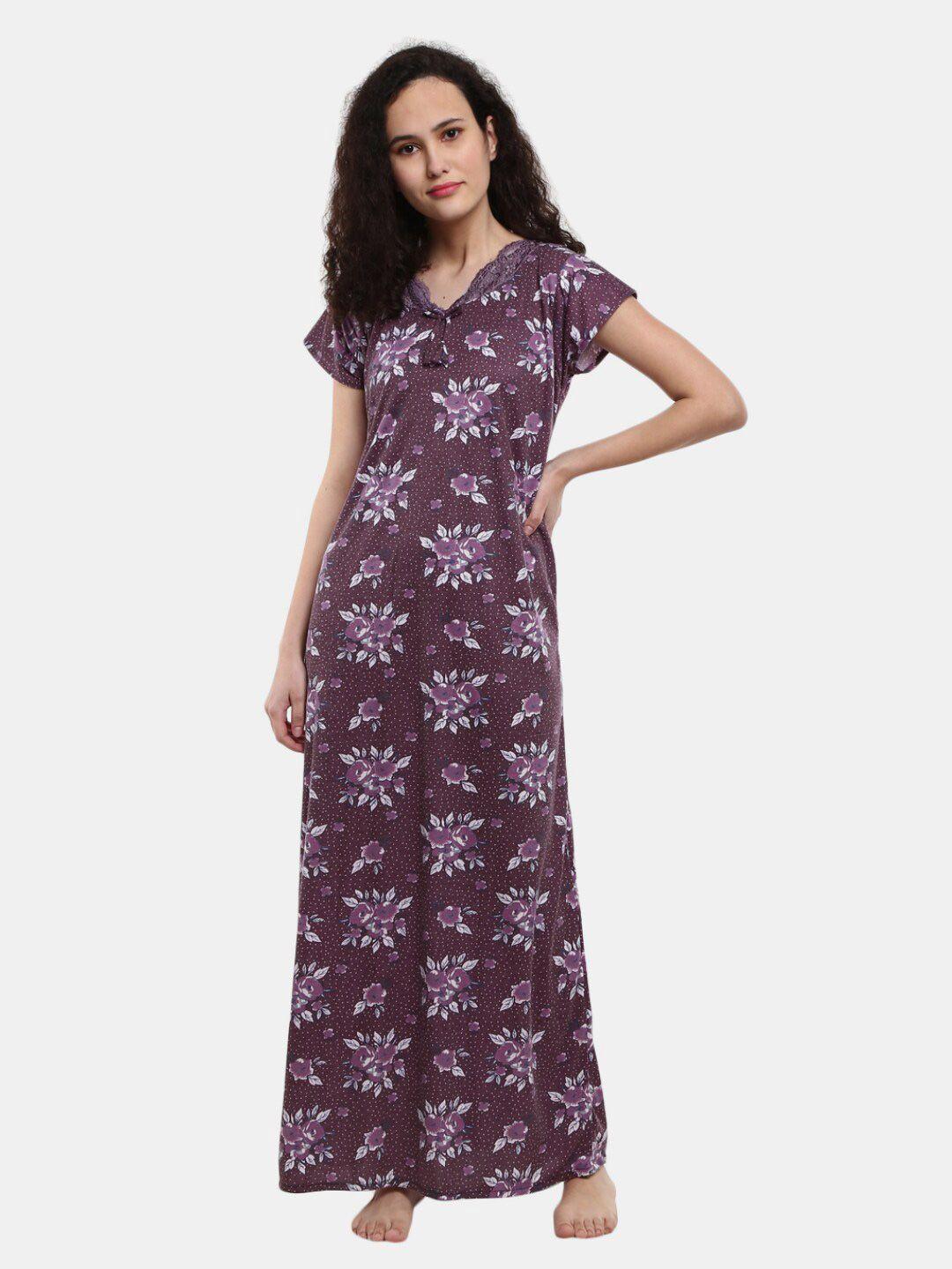 v-mart purple printed maxi nightdress