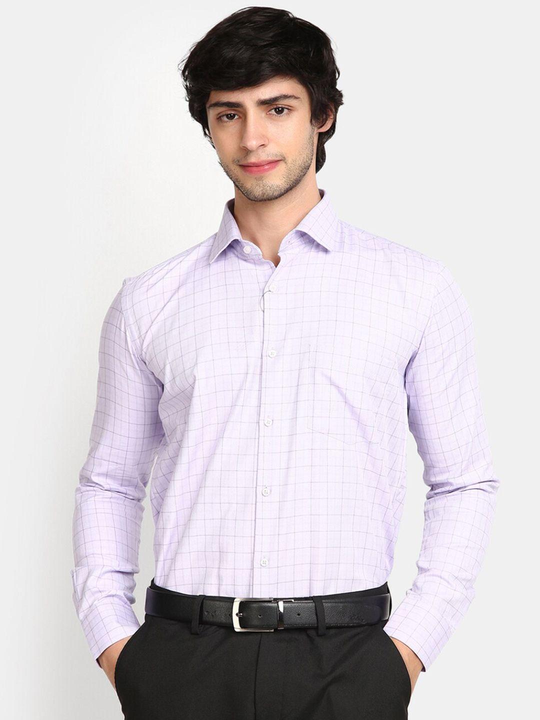 v-mart regular fit grid tattersall checks spread collar pocket cotton formal shirt