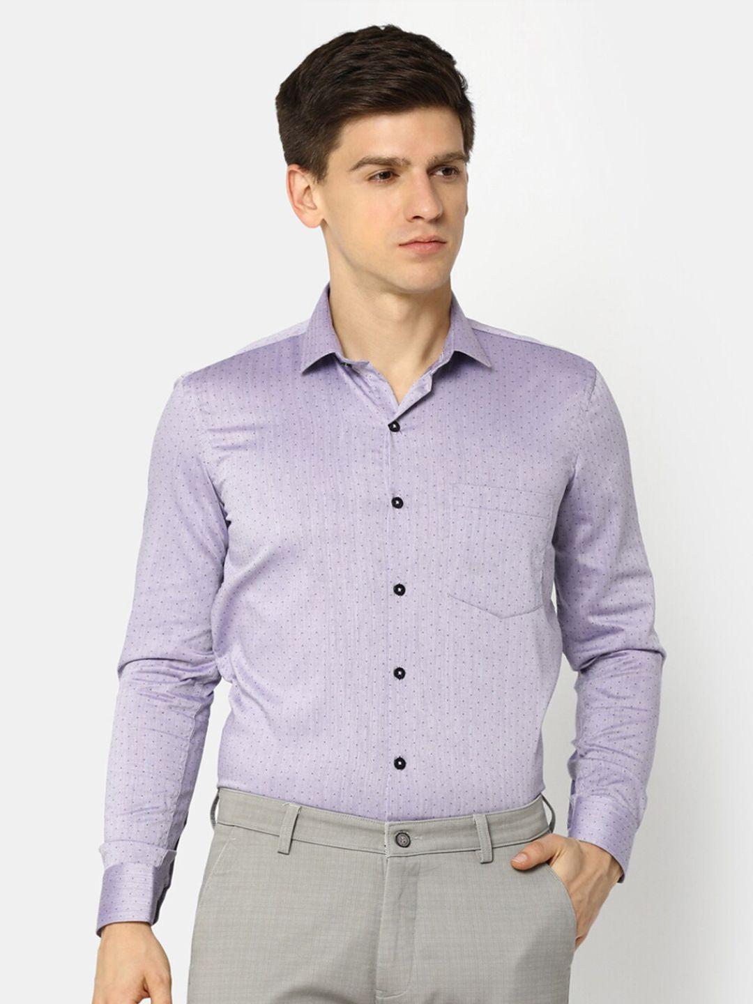 v-mart regular fit micro print spread collar long sleeve pocket cotton formal shirt
