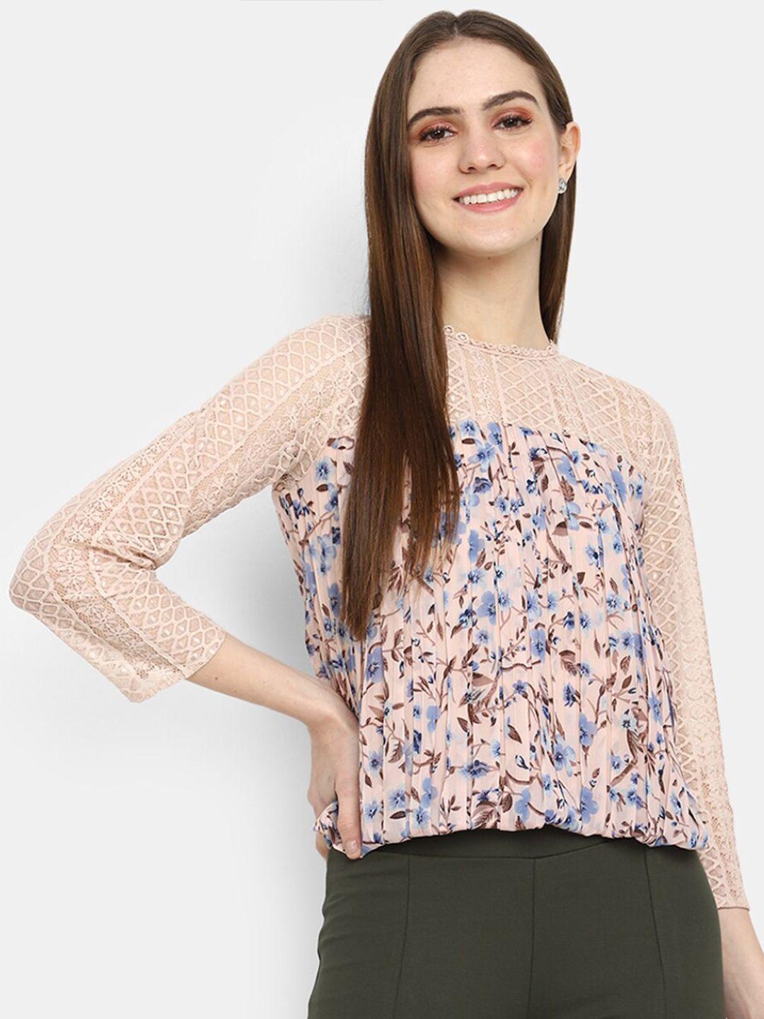 v-mart round neck floral printed georgette top