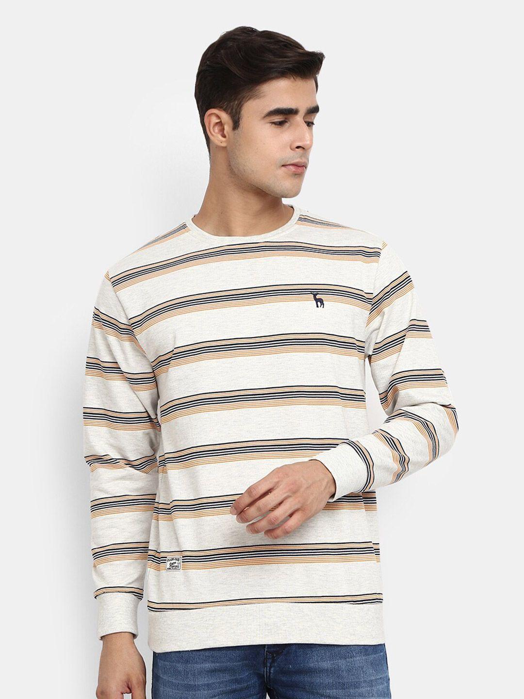 v-mart round neck striped fleece sweatshirt