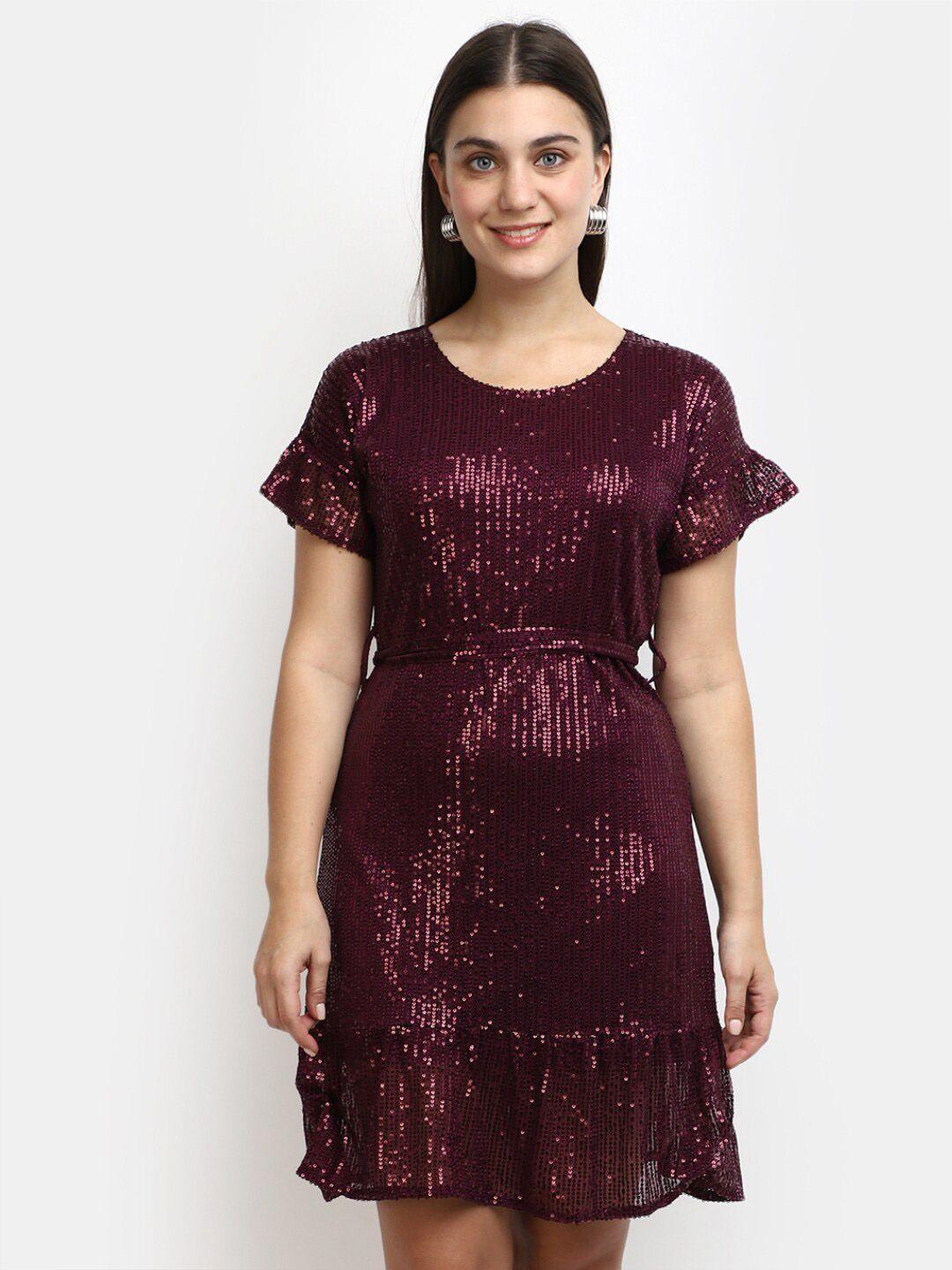 v-mart sequined cotton sheath dress