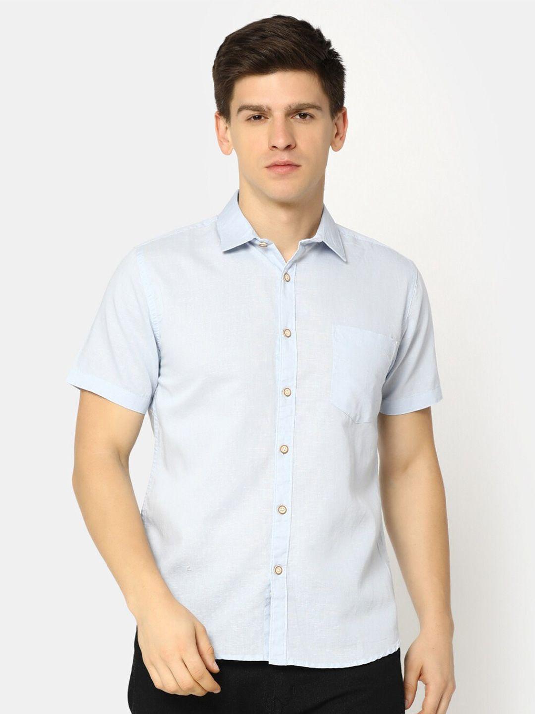 v-mart spread collar cotton linen casual shirt