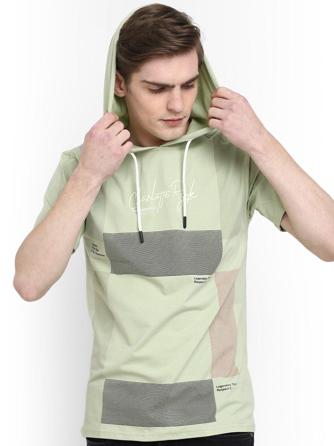 v-mart striped hooded cotton t-shirt