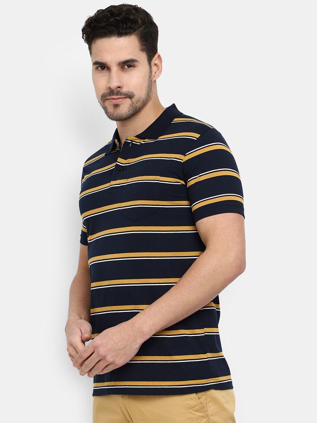 v-mart striped polo collar cotton t-shirt