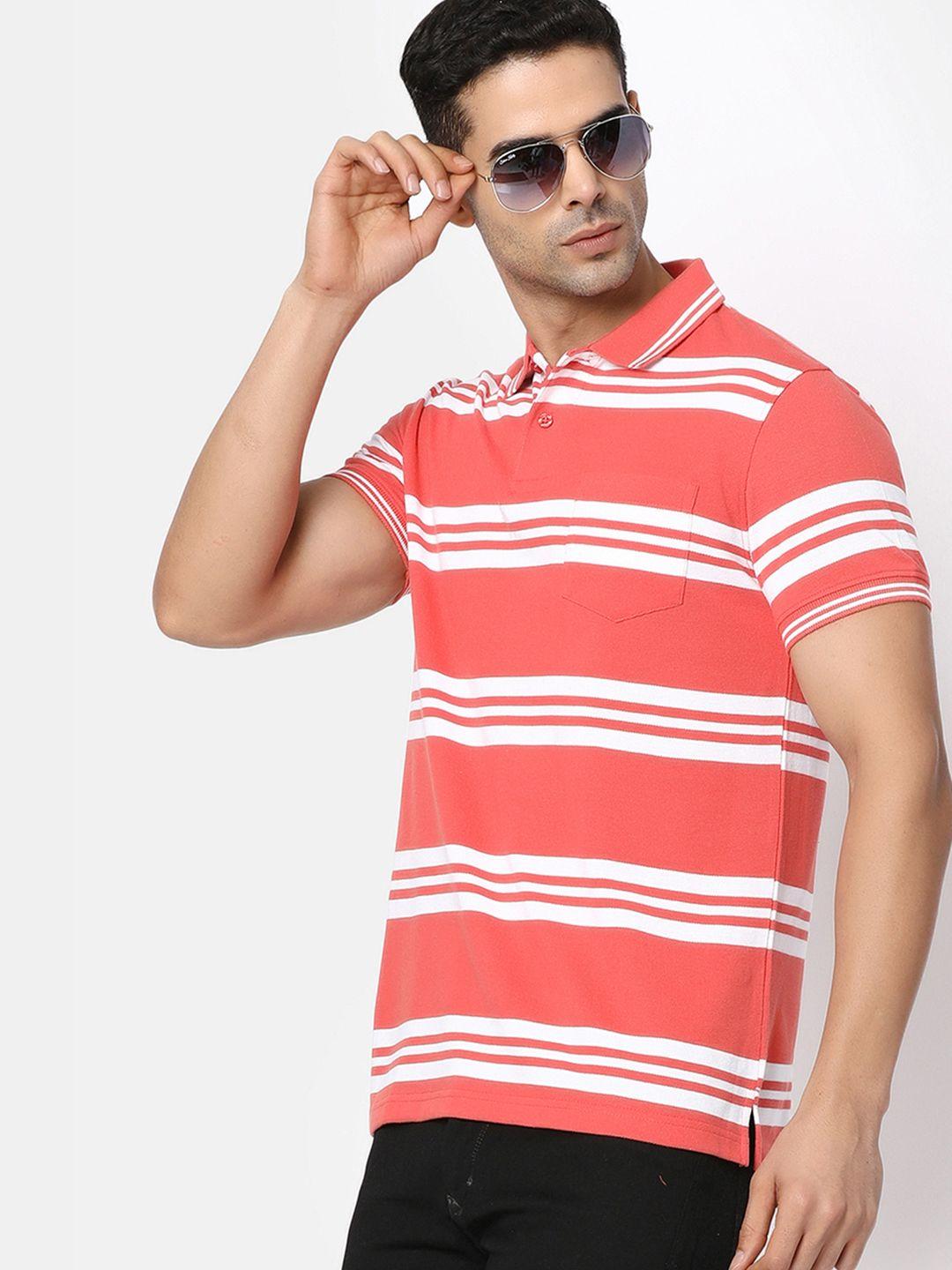 v-mart striped polo collar cotton t-shirt