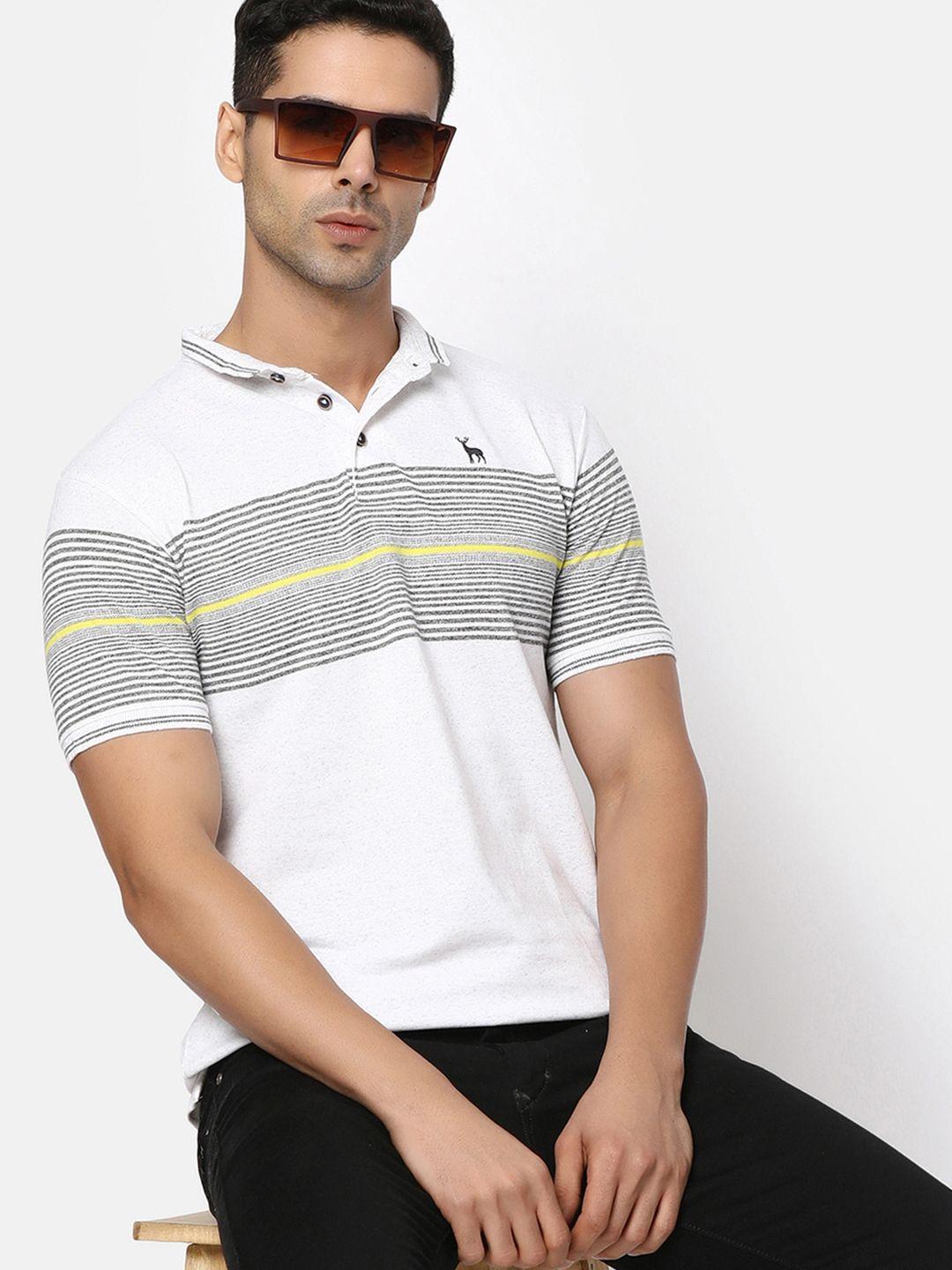 v-mart striped polo collar cotton t-shirt