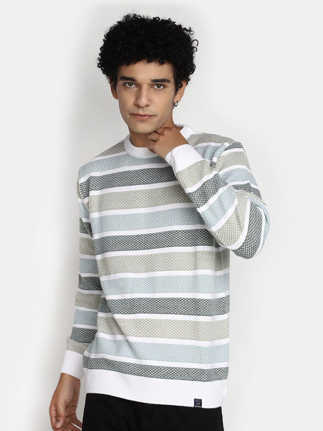 v-mart striped round neck cotton pullover sweater