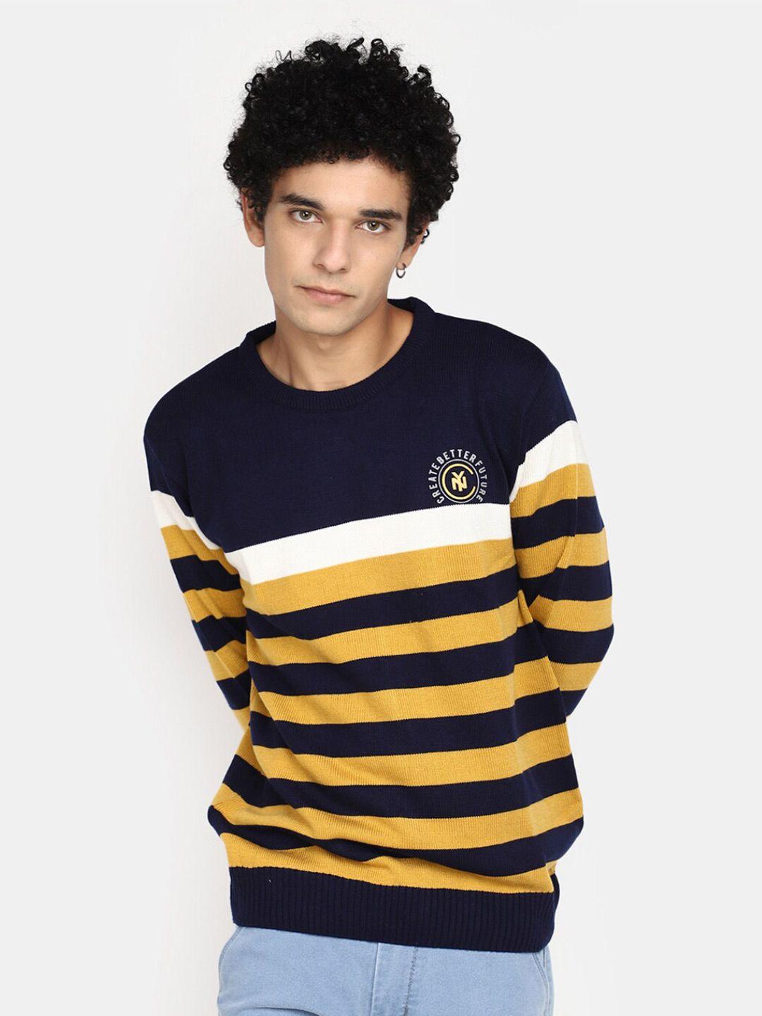 v-mart striped round neck cotton sweater