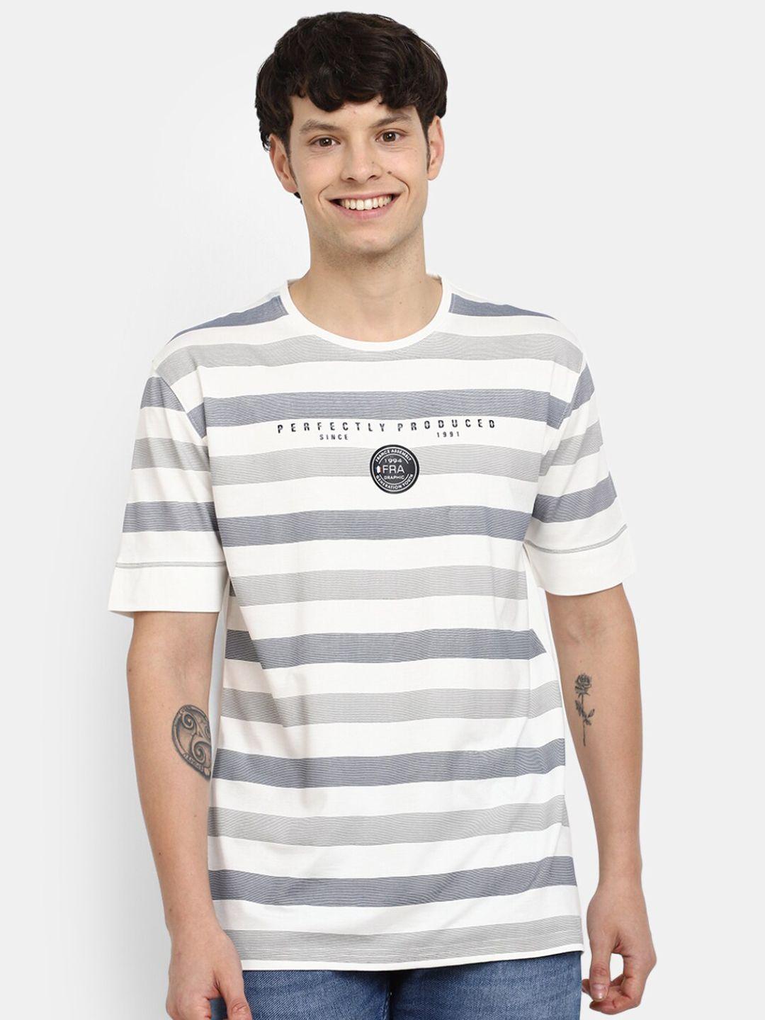 v-mart striped round neck cotton t-shirt