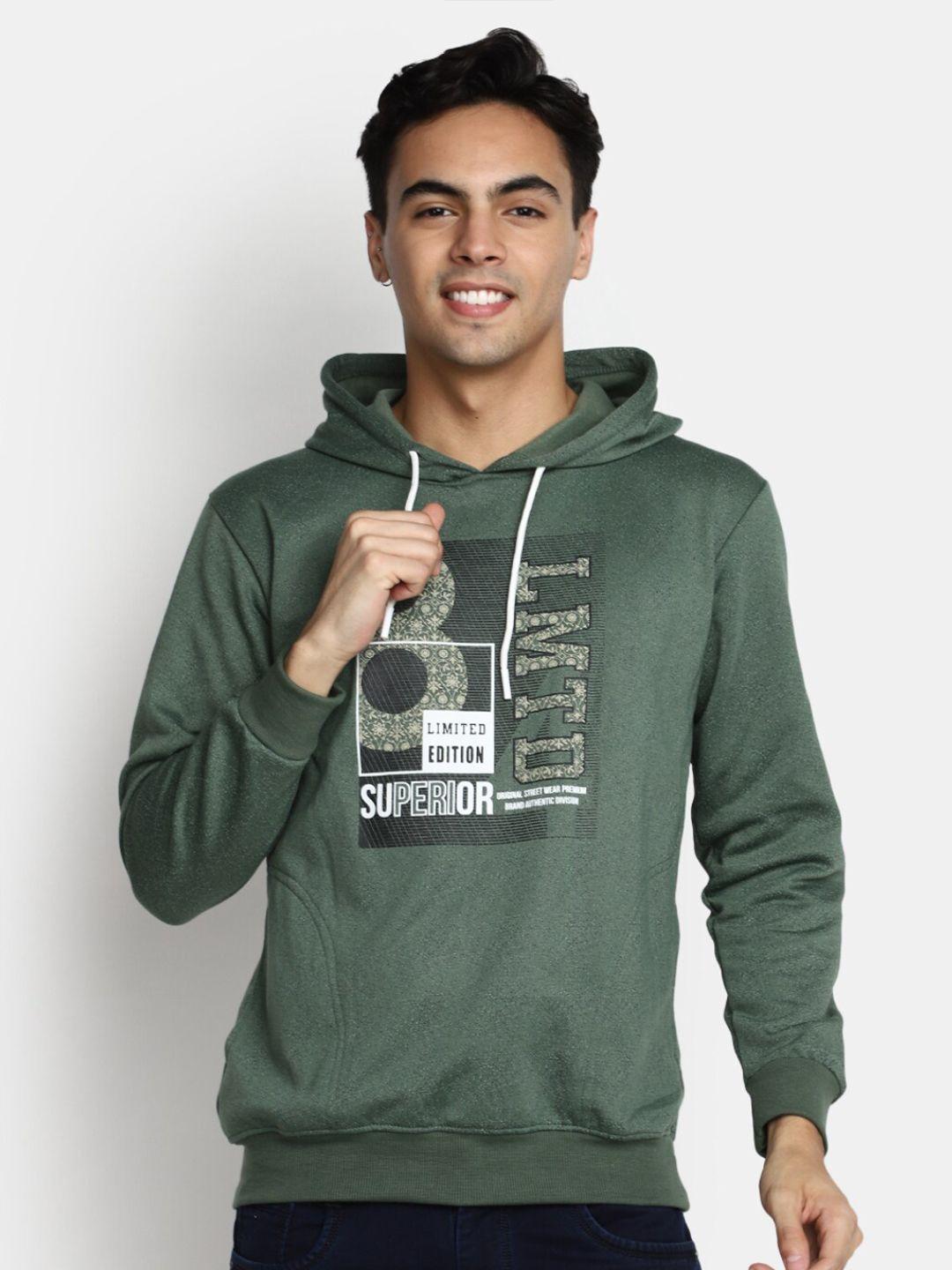 v-mart typography printed hooded cotton sweatshirt