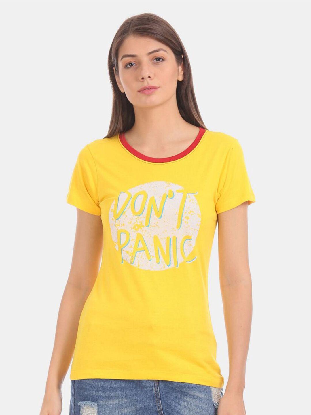 v-mart typography printed round neck cotton t-shirt