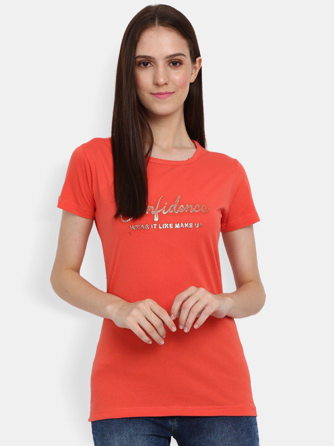 v-mart typography round neck cotton t-shirt