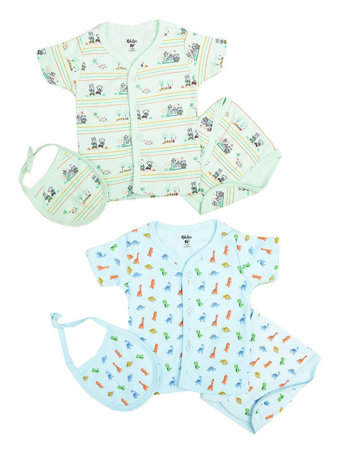 v-mart unisex infant pack of 2 printed pure cotton clothing set