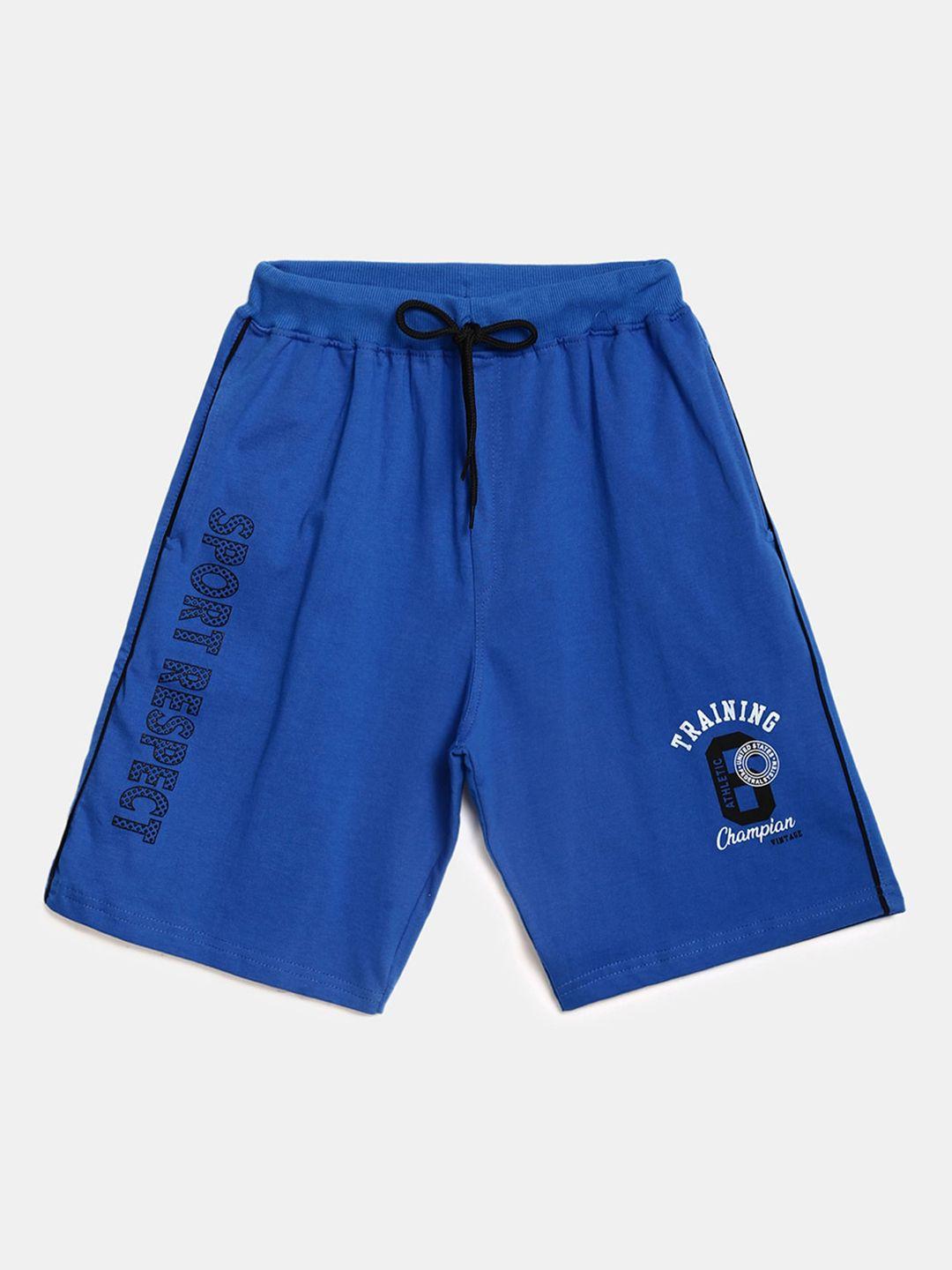 v-mart unisex kids blue printed outdoor cotton shorts