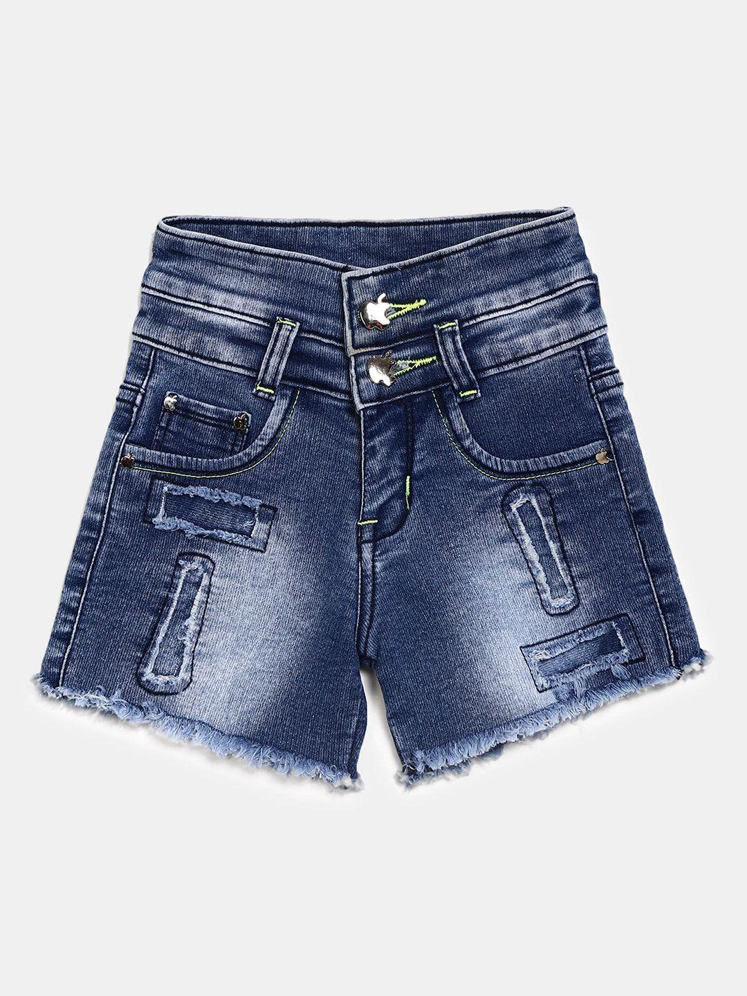 v-mart unisex kids blue washed denim outdoor denim shorts