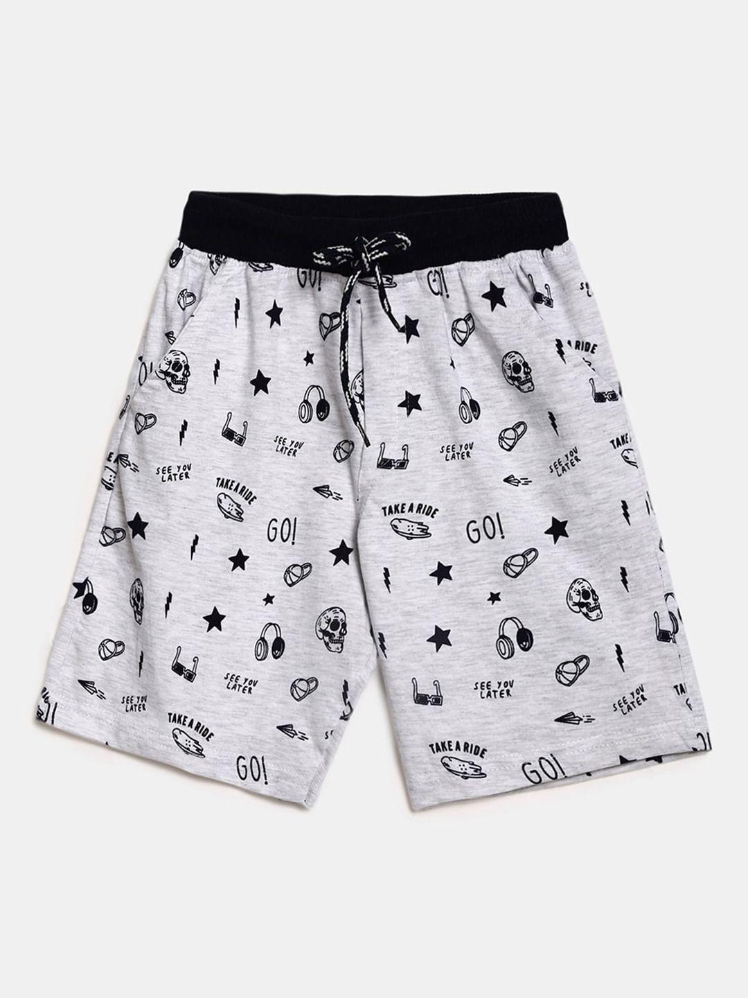 v-mart unisex kids grey printed outdoor shorts