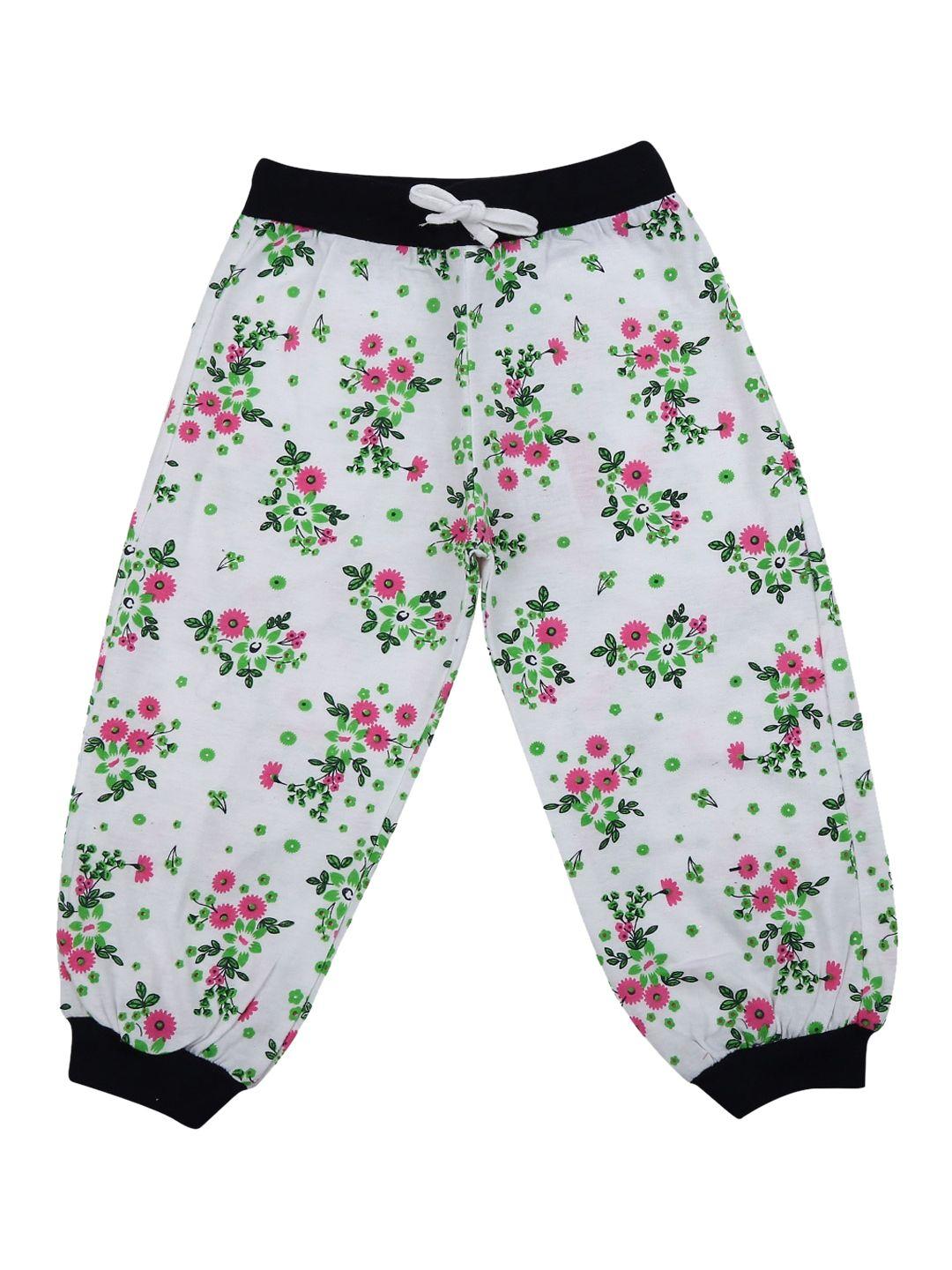 v-mart unisex kids white floral printed joggers