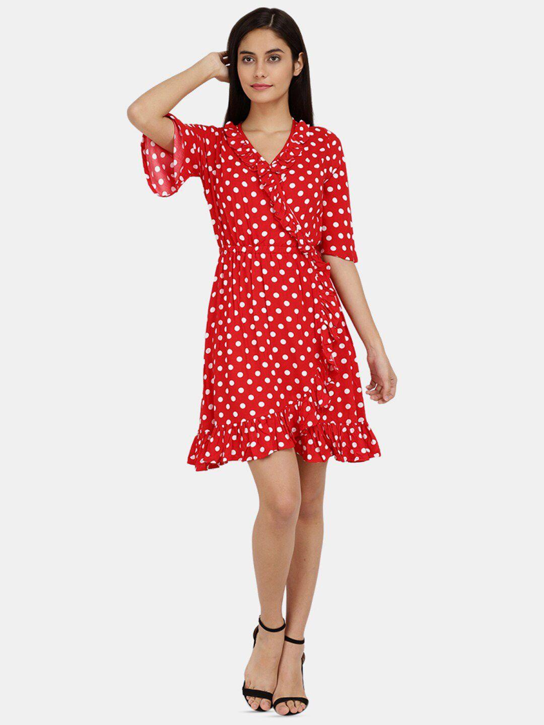 v-mart v-neck polka dots printed dress